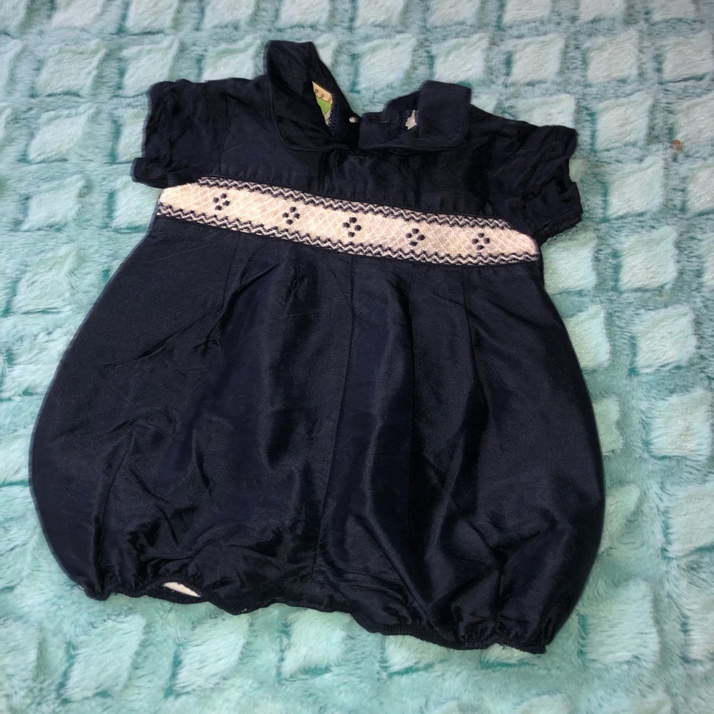Silk Le’ Za Me 9 month Navy/Cream Outfit